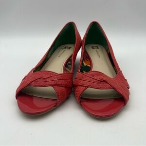 Anne Klein Red Peep Toe Wedges